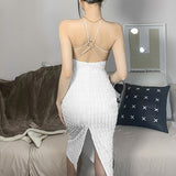 Cyber Monday Sales Summer Casual Bodycon White Elegant Dress Hollow Out Sleeveless Backless Maxi Off The Shoulder Birthday Dresses For Women Party