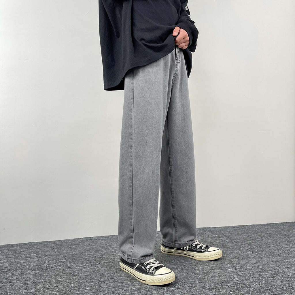 Kukombo  Fall New Wide Leg Baggy Jeans Korean Fashion Streetwear Men's Straight Denim Skate Pants Black Grey Blue Y2k Style Trousers