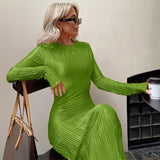 Kukombo Zjkrl Women Fashion Long Sleeve Streetwear Bodycon Orange Midi Dress Autumn Clothes Wholesale Items For Business
