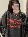 Cyber Monday Sales Emo Gothic Print Oversized Sweatshirts Women Harajuku Vintage Loose Hoodies Long Sleeve Crewneck Pullovers Female Tops