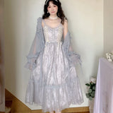 Kukombo French Vintage Midi Dress Women Lace Elegant Princess Party Fairy Female Summer Wedding Victorian Dress Traf Платье Robe