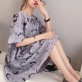 Kukombo Korean Fashion Style Harajuku T Shirt Dress Women's Manga Summer Casual Cartoon Print Dress Short Sleeve Kpop Clothes 2022