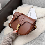 Kukombo Back to school Twist Lock Design Saddle Small Shoulder Crossbody Bags For Women Summer Trends Fashion Brand Flap Ladies Handbags