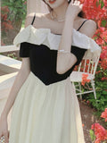 Kukombo Fashion New Women Spaghetti Strap Elegant Casual Midi Dress Sleeveless Vintage A-Line Summer Robe Chic Party Female Vestidos