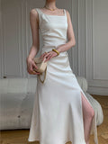 Kukombo Elegant Fashion Bodycon Slim Midi Dress Women Summer Strap Vintage Casual White Party Vestidos Female Chic Prom Sundress