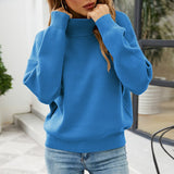 Thanksgiving Gift Autumn Winter Sweater Ladies Pullover Long Sleeve Loose New Top Solid Color Casual Soft Knit Sweater Comfortable Warm Jumper