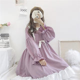 Kukombo Hstar Cute Women's Lolita OP Dress Flouncing Trim Japanese Harajuku Long Sleeves Victorian Dress Vestidos Gothic Lolita Cosplay