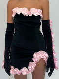 Kukombo Long Puff Sleeve Off Shoulder Autumn Winter Elegant Evening Party White Black Mini Dress Women Kawaii Dresses