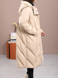 Kukombo Thanksgiving Gift Ailegogo 2024 Winter Women Hooded Loose Thick Warm Long Down Parka Casual Female Zipper 90% White Duck Down Coat Snow Outwear