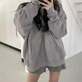 Kukombo Solid Color Zip Up Pocket Hoodies For Women Oversized Harajuku Korean Sweatshirts 2022 Y2K Aesthetic Long Sleeve Hooded Pullover
