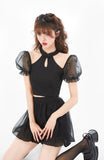 Kukombo  Black 2 Piece Dress Set Women Casual Korean Clothing Fashion Suits Y2k Crop Tops + Short Skirts Elegant Beach Dress 2022 Summer