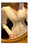 Kukombo New Elegant White Party Maxi Dress Woman Diamond V-Neck High Waist Elegant Solid Vestidos Lady Long Sleeve Dresses Female Cloth