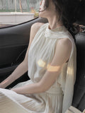 Kukombo 2022 Summer Elegant Vintage Dress Women White Design Party Slim One Piece Dress Koraen Casual Fairy White Beach Sleeveless Dress