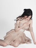 Kukombo Summer Designer Kawaii Dress Women Solid Elegant Strap Sweet Dress Female Korean Fashion Irregular Retro Party Mini Dress
