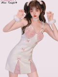Kukombo Japanese Kawaii Lolita Strap Dress Women Korean Elegant Sexy Party Mini Dress Female Bow Casual France Princess Cute Dress 2022
