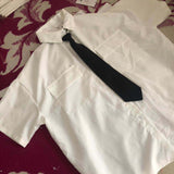 Kukombo 2023 Short Sleeve Shirt Women White Turn Down Collar Basic Casual Teen Gril Student Oversize Shirt Women Loose Blouse