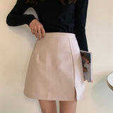 Kukombo  Fashion Women Ladies Skirt Spring Autumn Solid Color Sexy Clubwear Mini Skirt High Waist Lace-Up Pencil Cross Skirt For Women