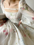 Kukombo Mini Dress Woman 2023 Summer New Fashion Elegant Floral Party Casual Vintage French Office Lady Printed Dresses Female Clothes