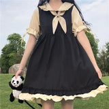 Kukombo Hstar Cute Women's Lolita OP Dress Flouncing Trim Japanese Harajuku Long Sleeves Victorian Dress Vestidos Gothic Lolita Cosplay