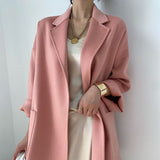 Cyber Monday Sales Women Cashmere Coat Double Side Wool Overcoat Slim And Thin 2022 Fashion Winter Long Cashmere Outerwea H927
