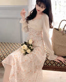 Kukombo 2022 Spring Sweet Fairy Dress Women Patchwork Floral Elegant Party Fairy Dress Female Summer Korean Kawaii Princess Midi Dress