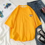 Kukombo T-Shirts Women Short Sleeve Tees O-Neck Embroidery All-Match Basic Fashion Unisex Teenagers Leisure Soft Summer Simple Clothes