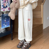 Kukombo Autumn Japanese Kawaii Cute Pants Women Pockets Casual Sweet Lolita Long Trousers Female High Waist Korean Clothing Winter 2022