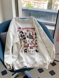 Kukombo Long Sleeve Korean Fashion Style Streetwear Oversized Winter Autumn Warm Fleece Graphic Pullover Crewneck Sweatshirt Women 2023