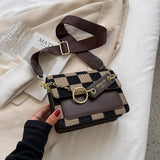 Kukombo Back To College 2024 Checkerboard Mini Fabric Flap Crossbody Sling Bags For Women Luxury Brand Design Handbag Simple Shoulder Bag Handbags Tiny