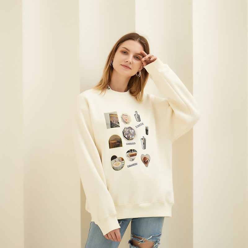 Kukombo Winter Autumn Fleece Sweatshirt Korean Long Sleeve Tops Vintage Y2K Oversized Pullover Streetwear Crewneck Sweatshirt Women 2023
