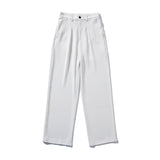 Kukombo 2022 Summer Men's Thin Ice Silk Casual Pants Loose Straight Korean Fashion White Drape Ankle-Length Pants Suit Pants