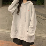 Cyber Monday Sales Korean Fashion Black Oversize Hoodie Women Harajuku Thin Basic Solid Sweatshirts Long Sleeve Top Grey Pullover Clothing