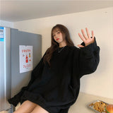 Kukombo No Hat Hoodies Women O-Neck Solid Simple Pocket Plus Velvet Comfortable Warm Basic Leisure Spring Autumn All-Match Chic Thick