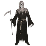 Kukombo Halloween Men Skeleton Ghost Cosplay Costume Carnival Party Scary Skull Robe Death Grim Reaper Gown Stage Performance Props