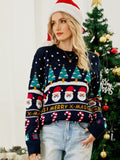 Thanksgiving Gift Autumn Winter Sweater Women's Pullover Sweater Long Sleeve Christmas Little Snowman Round Neck Print Sweater Thick Knit Jumper