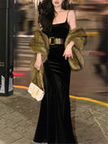 Kukombo Velvet Dress Women Elegant Spring 2023 New Fashion Evening Party Lady Vestido Vintage Summer Sexy Midi Dresses Female Clothing