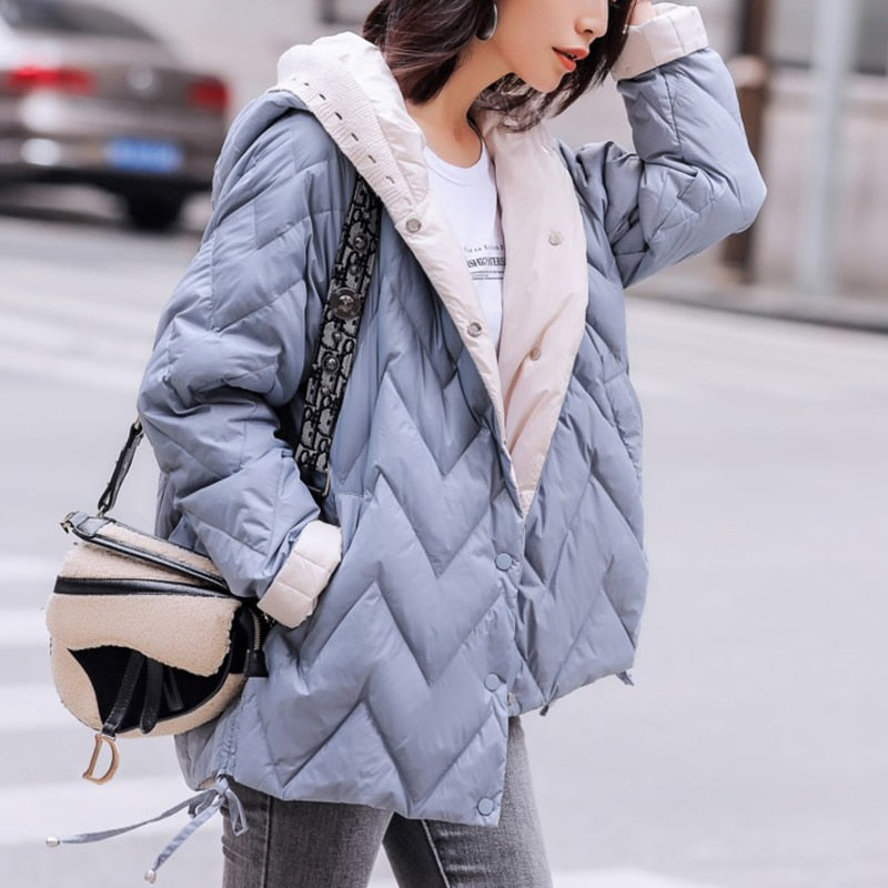 Black Friday Sales Winter Women Ultra Light Hooded 90% White Duck Down Short Parkas Casual Female Single Breasted Warm Coat Snow Outwear
