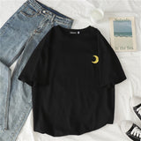 Kukombo T-Shirts Women Short Sleeve Tees O-Neck Embroidery All-Match Basic Fashion Unisex Teenagers Leisure Soft Summer Simple Clothes