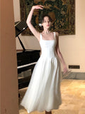 Kukombo Summer New Women French Elegant Ruffles Evening Party White Dresses Square Neck Princess Birthday Midi Vestidos Dance Costume