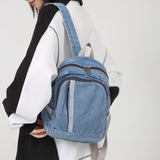 Kukombo Back to school  Denim Women Backpack Casual Travel Bagpack Backbag College Student School Bags For Teenager Girls Cowboy Rucksack Blue Mochila