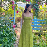 Kukombo Spring Green Floral Dress Party Beach Bodycon Pencil Dress Female Vintage Women Sundress Sleeveless Pleated Vestido Maxi Dress