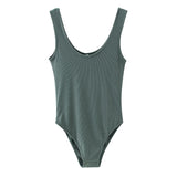 Kukombo Graduation Gift Big Sale Sexy Sleeveless Bodysuits Overalls Women Summer Tank Green Strap Basic One Piece Bodysuit Spring Casual Skinny Bodysuit