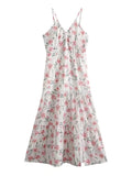 Graduation Gift Big Sale Flower Print White Women Maxi Summer Dress Long Chiffon Halter Sexy Backless Dress Slip Elegant Beach Dress Boho Vestidos 2023