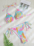 Kukombo Sexy Triangle Bikini Set String Bikinis Patchwork Swimwear 2022 Push Up Swimsuit Women Micro Thong Biquini Pleated Bathing Suits