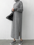 Kukombo Winter Womens Dress Fall Sweater Women Dress Long Sleeve Knitted Dresses Maxi Vintage Oversize Dresses Knitting