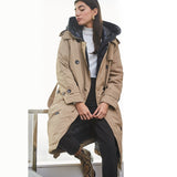 Black Friday Sales British Down Trench Coat Winter White Duck Down Jacket Women Hooded Long Thick Warm Jackets Puffer Feather Female Parka Mujer
