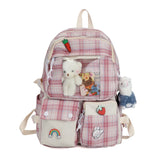 Back to school backpack New Cute Grid Waterproof Candy Colors High Bags For Teenage Girl Student Backpacks Fancy Travel Rucksack