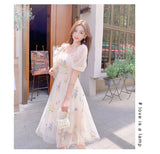 Kukombo Sweet Mesh Lace Fairy Dress Summer Woman Puff Sleeve Embroidery Floral Elegant Romantic Princess Dresses For Party Night Vestido