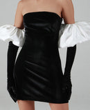 Kukombo Long Puff Sleeve Off Shoulder Autumn Winter Elegant Evening Party White Black Mini Dress Women Kawaii Dresses