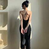 Cyber Monday Sales Summer Casual Bodycon White Elegant Dress Hollow Out Sleeveless Backless Maxi Off The Shoulder Birthday Dresses For Women Party